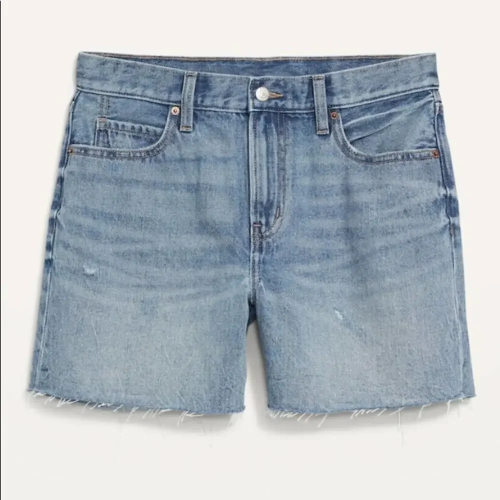 Old Navy light wash High Waisted Slouchy Straight Cutoff Jean Shorts